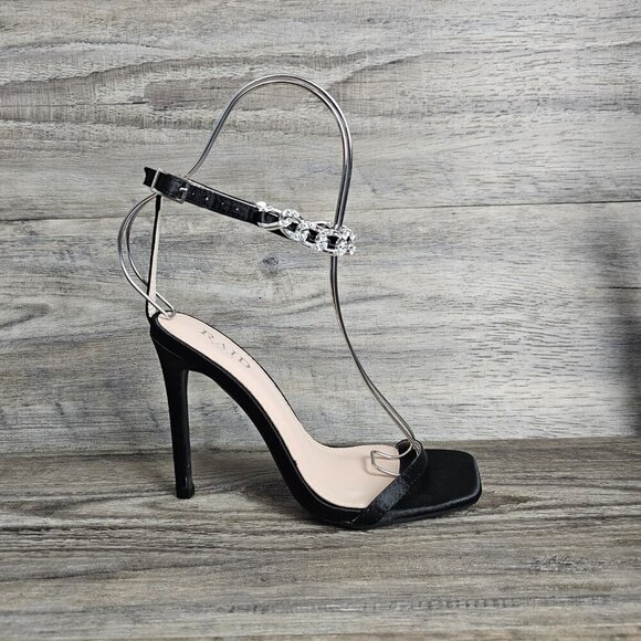 RAID Revvy Embellished Chain Ankle Strap Black Heeled Sandal - Picture 11 of 13